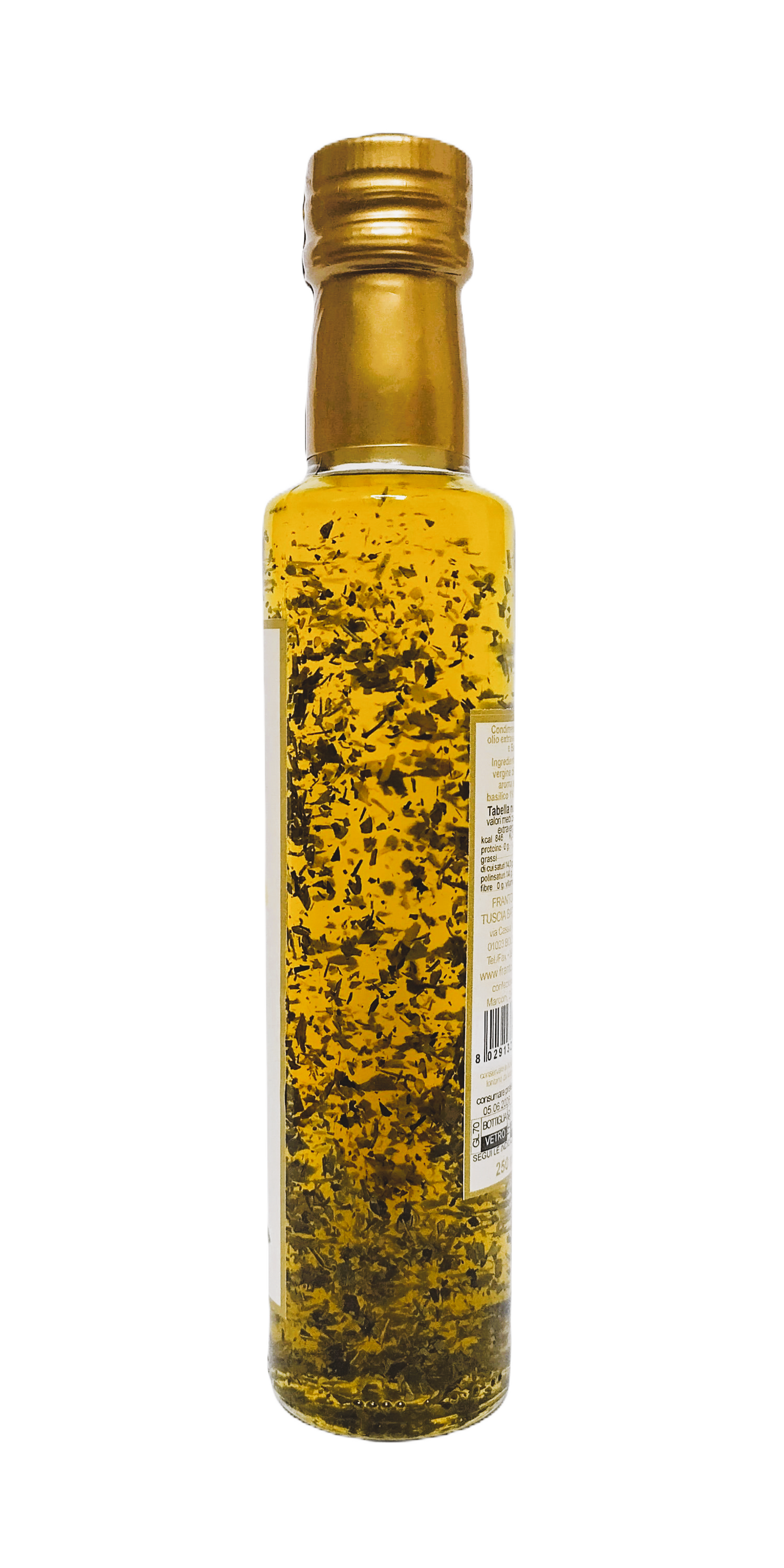 Olijfolie Extra Vergine + Basilico - Fles 250 ml