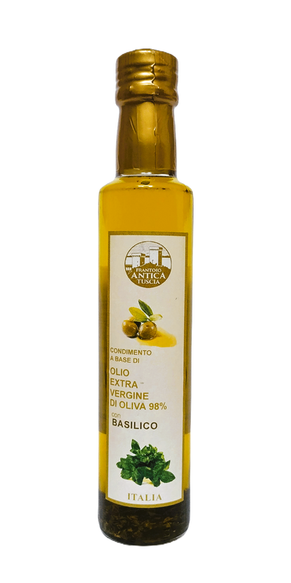 Olijfolie Extra Vergine + Basilico - Fles 250 ml
