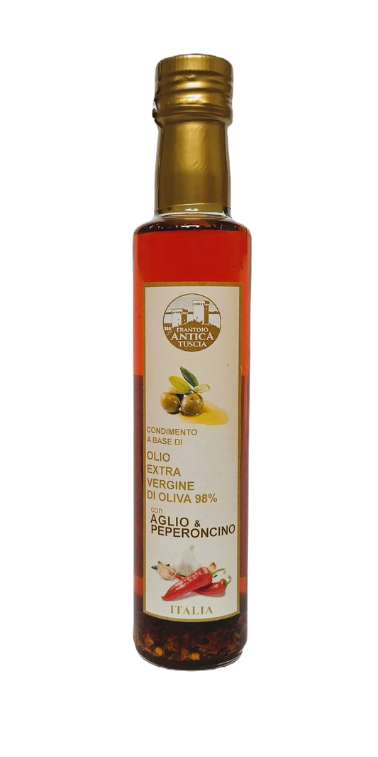 Olivenöl Extra Vergine + Aglio + Peperoncino - Flasche 250 ml