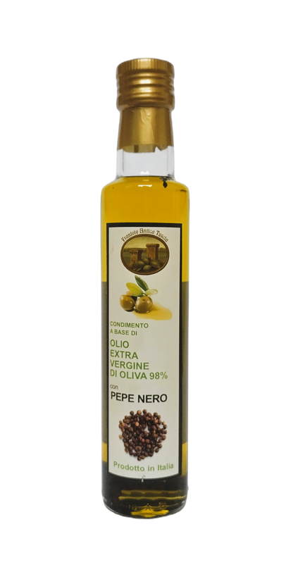 Olijfolie Extra Vergine + Pepe Nero - Fles 250 ml
