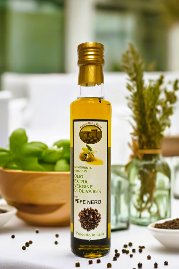 Olijfolie Extra Vergine + Pepe Nero - Fles 250 ml
