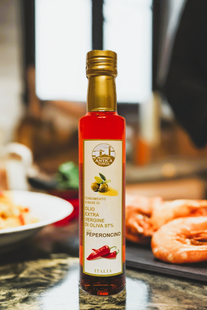 Olijfolie Extra Vergine + Peperoncino - Fles 250 ml